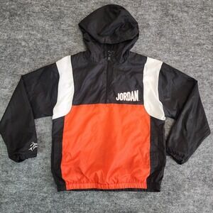 Air Jordan‎ Flight MVP Hooded Jacket Youth Boys 10-12 Black Orange 1/4 Zip